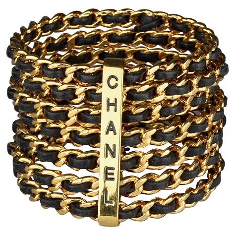 vintage chanel leather cuff|Chanel cuff.